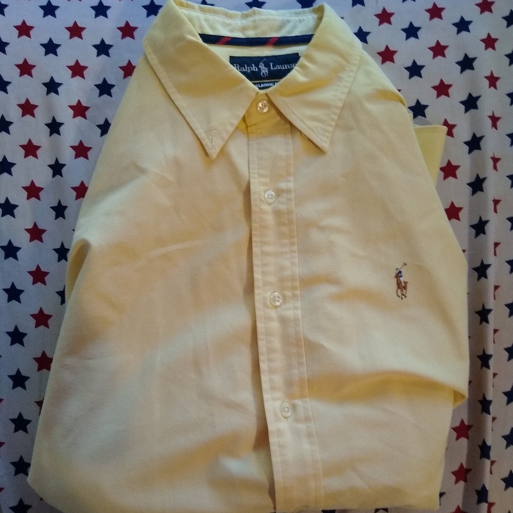 Yellow RALPH LAUREN POLO DRESS SHIRT Classic Fit S